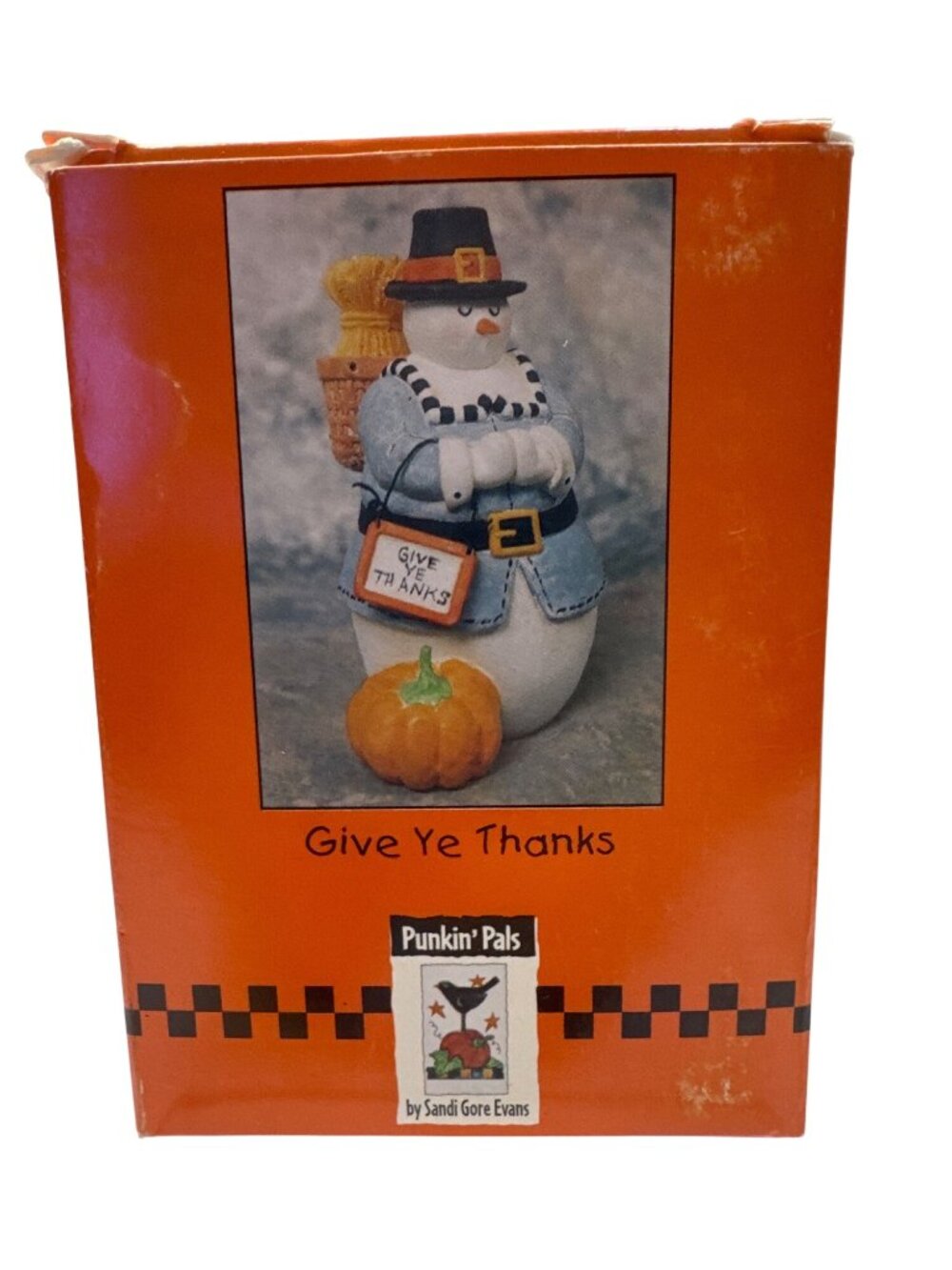 Pilgrim Snowman Figurine Thanksgiving Decoration Sandi Gore Evans Punkin Pals